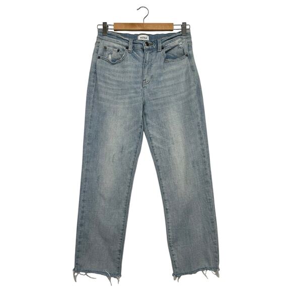 Pistola Jeans Womens 28 Blue Monroe Mid Rise Crop Cigarette Light Wash Straight - Picture 2 of 14